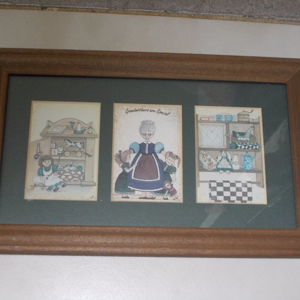 "Grandmother's are Special" print matted & framed in wood frame.